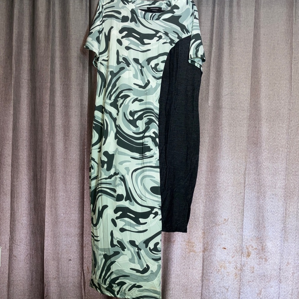 Ashley Stewart Asymmetrical Camouflage and Black Dress